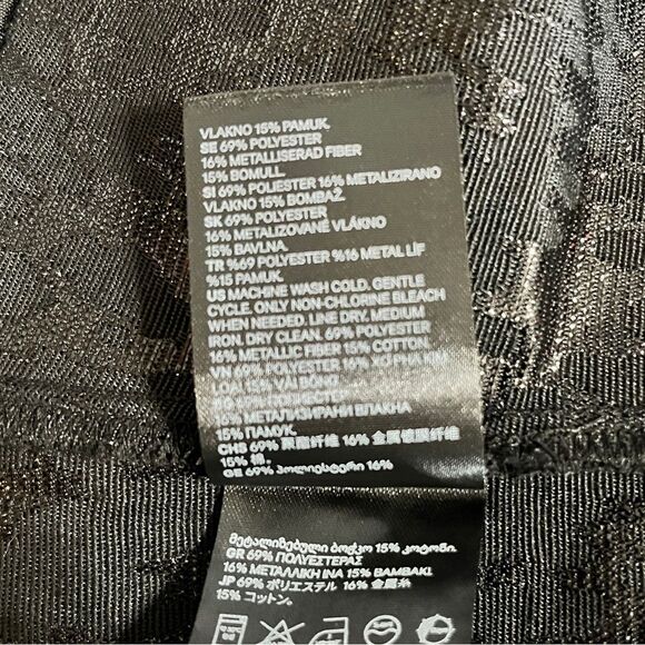 H&M Jacquard Weave Puff Sleeve Corset Top Metallic Black Medium - Picture 8 of 11